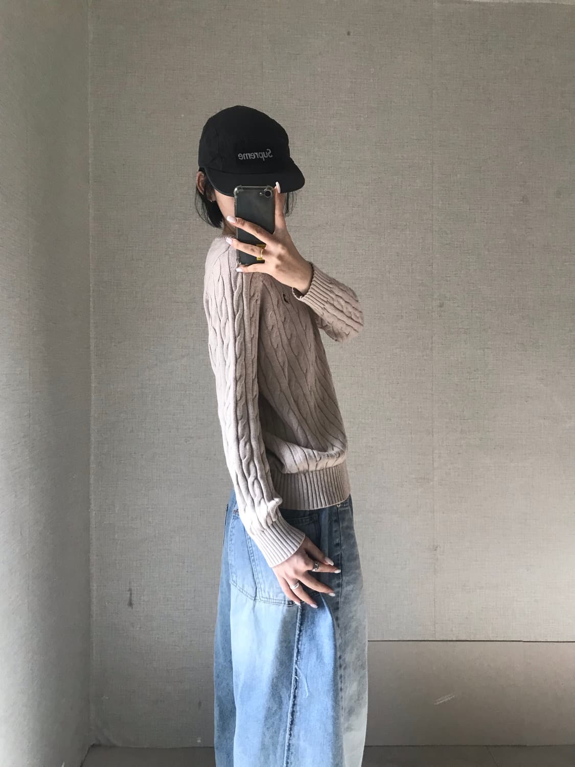 폴로 아쎈 베이지 케이블 니트 상품이미지5