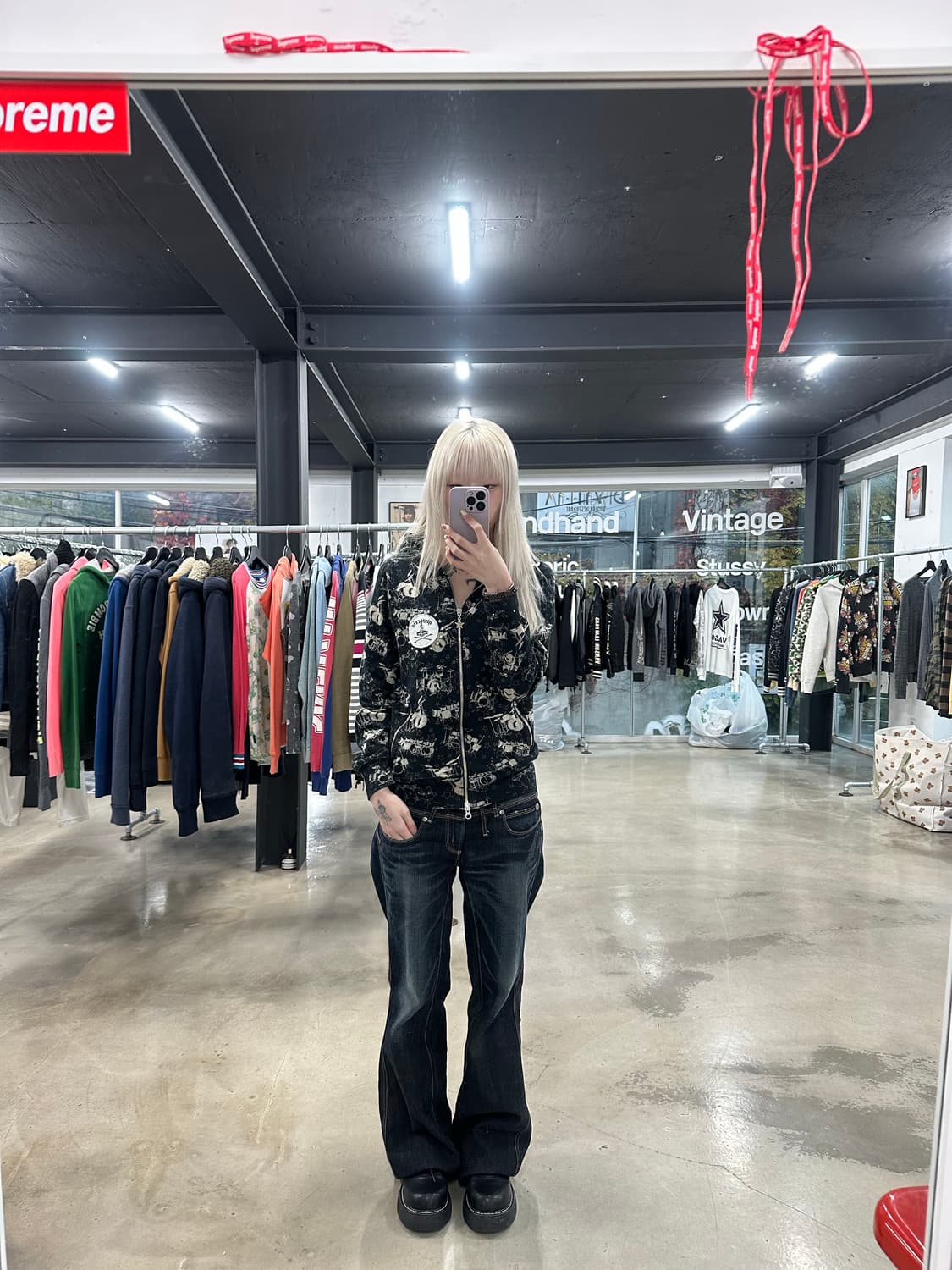 히스테릭글래머 프린팅 큐빅 후드 집업 상품이미지2