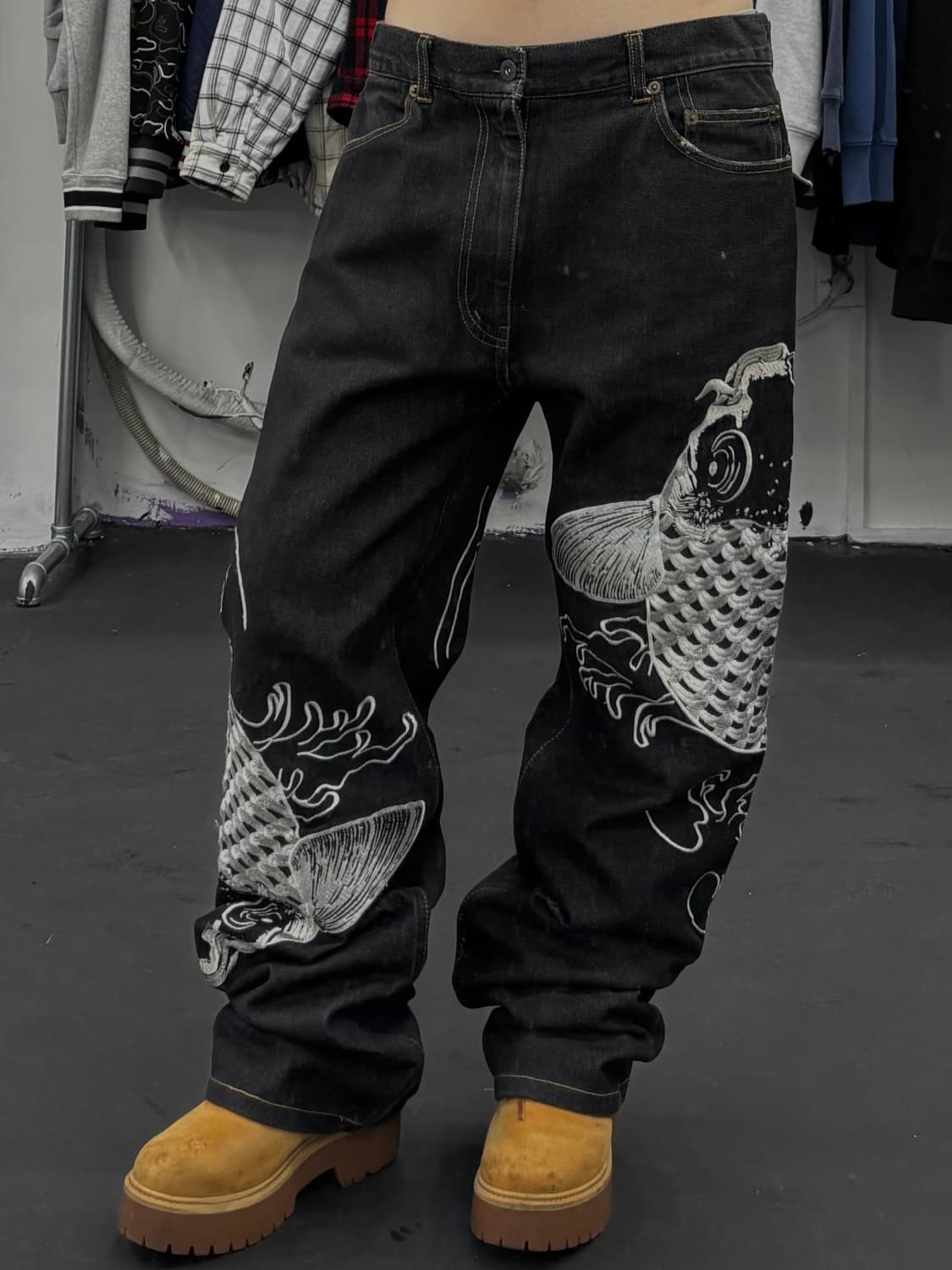 카라쿠리 타마시 오리엔탈 잉어 데님팬츠 상품이미지2