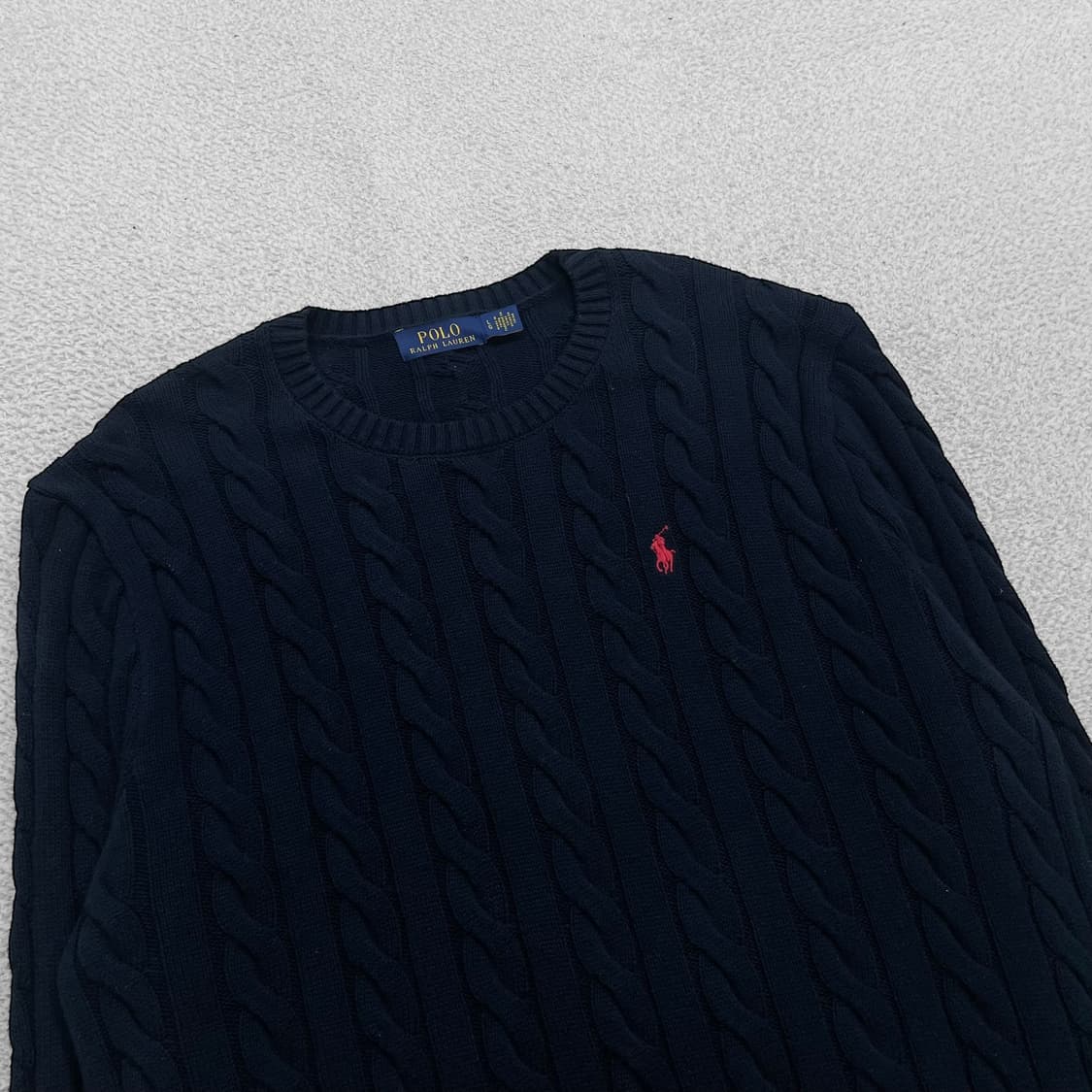 폴로 랄프로렌 포니 로고 케이블 라운드 니트 네이비 상품이미지2