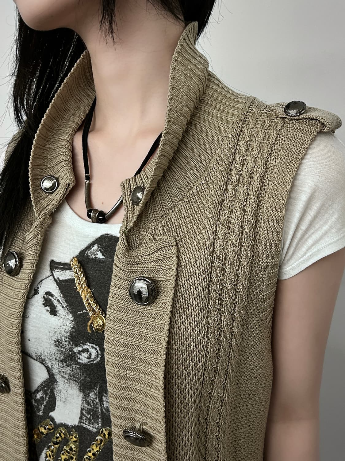 Napoleon Button Knit Rope Cardigan 상품이미지3