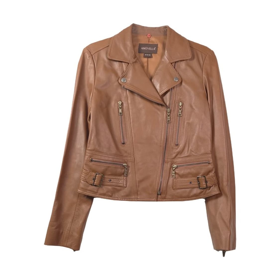 ANOVELLA 리얼 램스킨 양가죽 라이더 자켓 브라운 상품이미지1