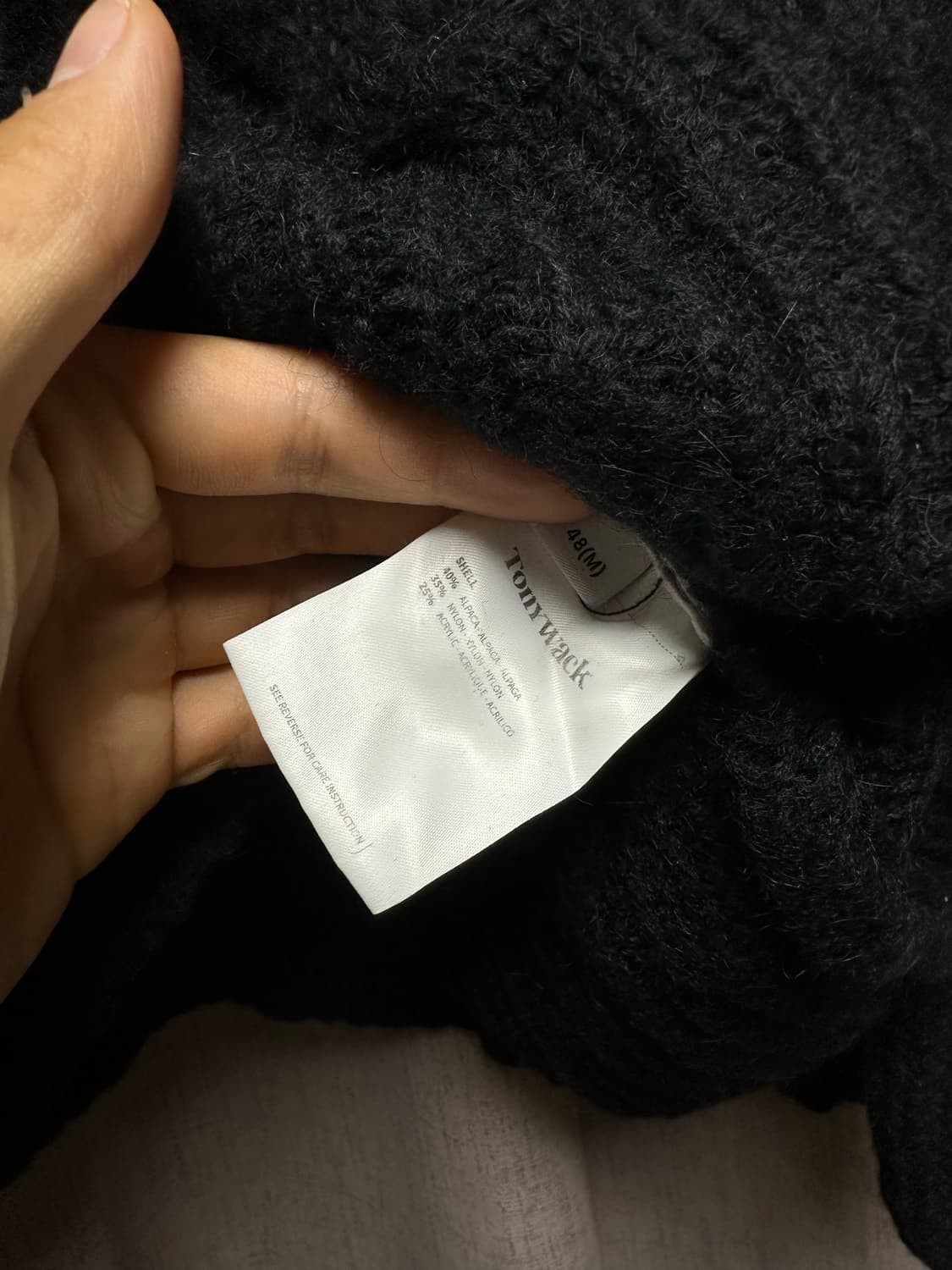  (M 48) 토니웩 알파카 하프니트 집업 블랙 상품이미지2