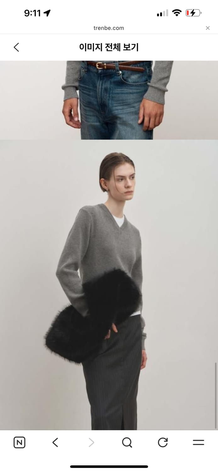 토니웩 슈퍼 파인 울 브이넥 니트 그레이(m) 상품이미지4