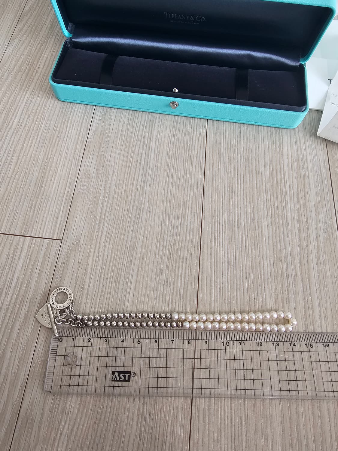 티파니앤코 웹비드 진주 다이아 팔찌 xs size 상품이미지5