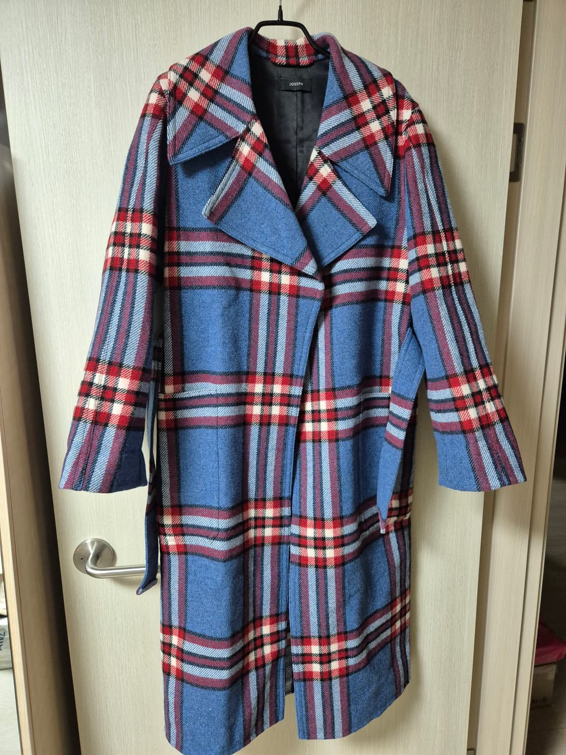 (새제품) JOSEPH 조셉 블루 체크 벨트 코트 을코트 34 상품이미지5