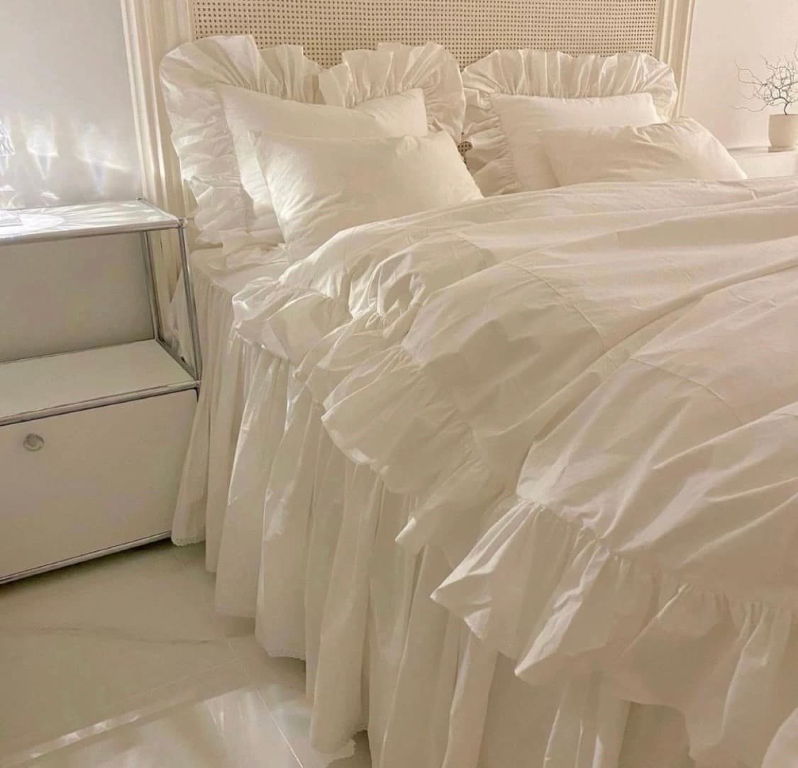 화이트 프릴차렵이불커버 슈퍼싱글  상품이미지2