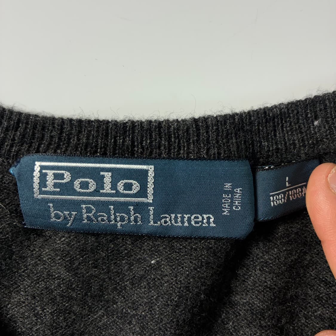 Polo  폴로 랄프로렌 자수 울 그레이 브이넥 니트  상품이미지4