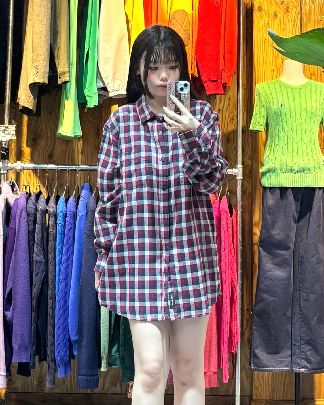 L 반스 투포켓 코튼 레드 체크셔츠 상품이미지1