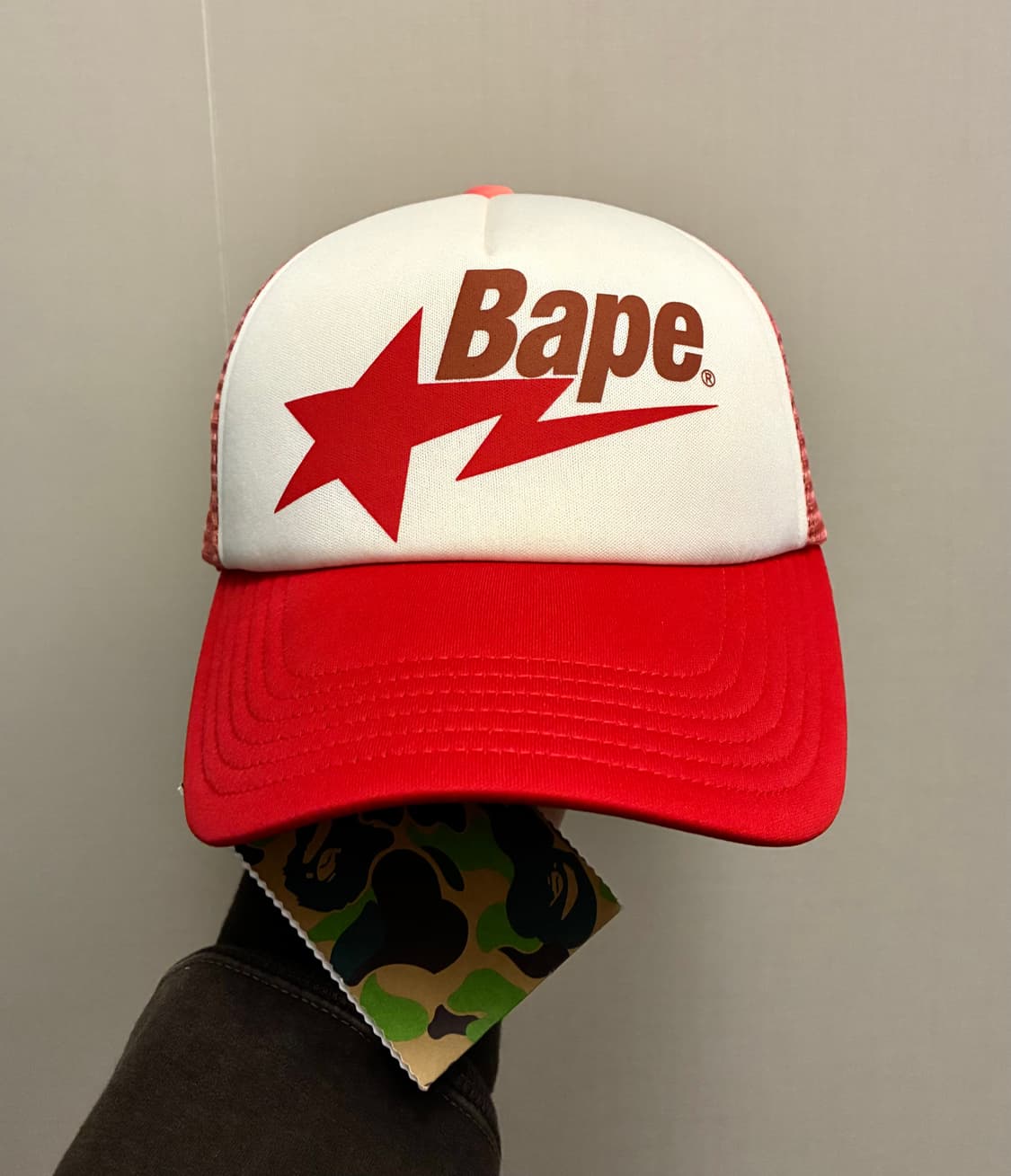 (F/새상품)BAPE 베이프 스타 메쉬캡 모자 볼캡 레드 상품이미지1