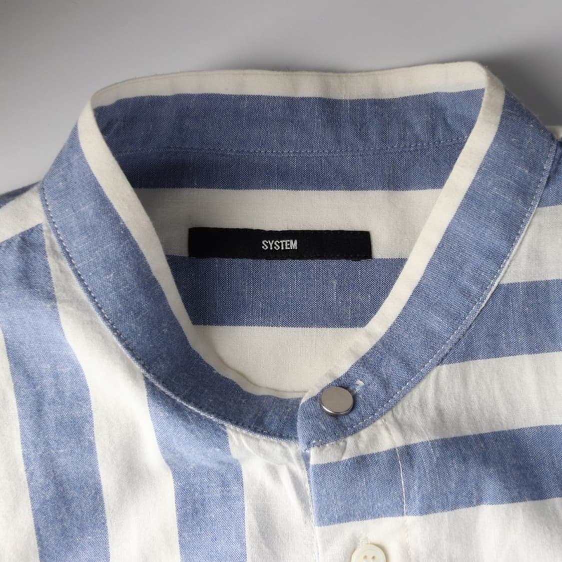 시스템 옴므 밴드카라 멀티 스트라이프 셔츠 L 상품이미지5