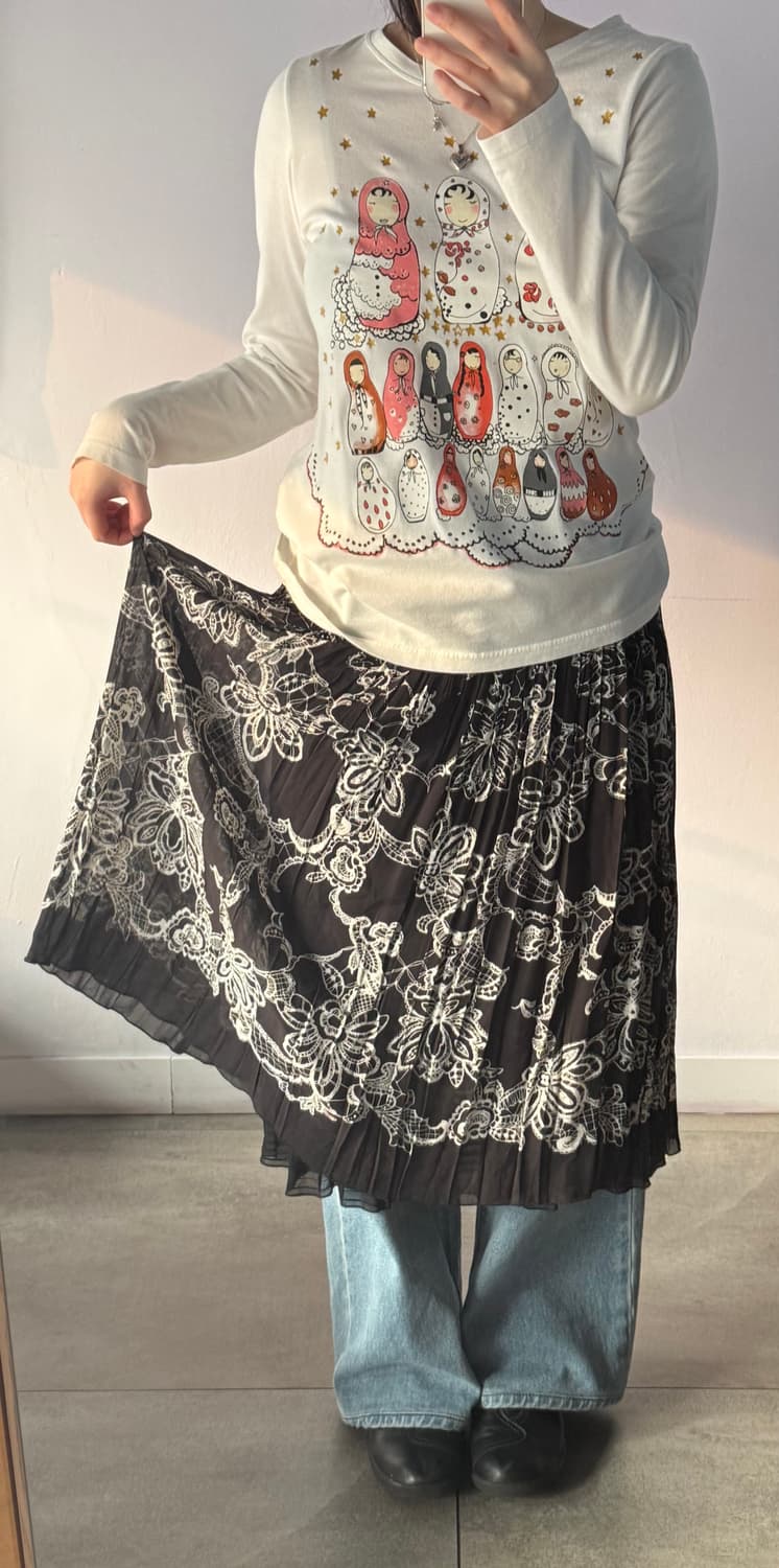 일본빈티지) 리버시블 쉬폰 스커트  상품이미지5