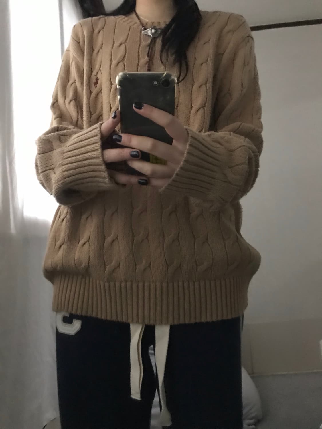 폴로 베이지브라운 케이블 니트 상품이미지2