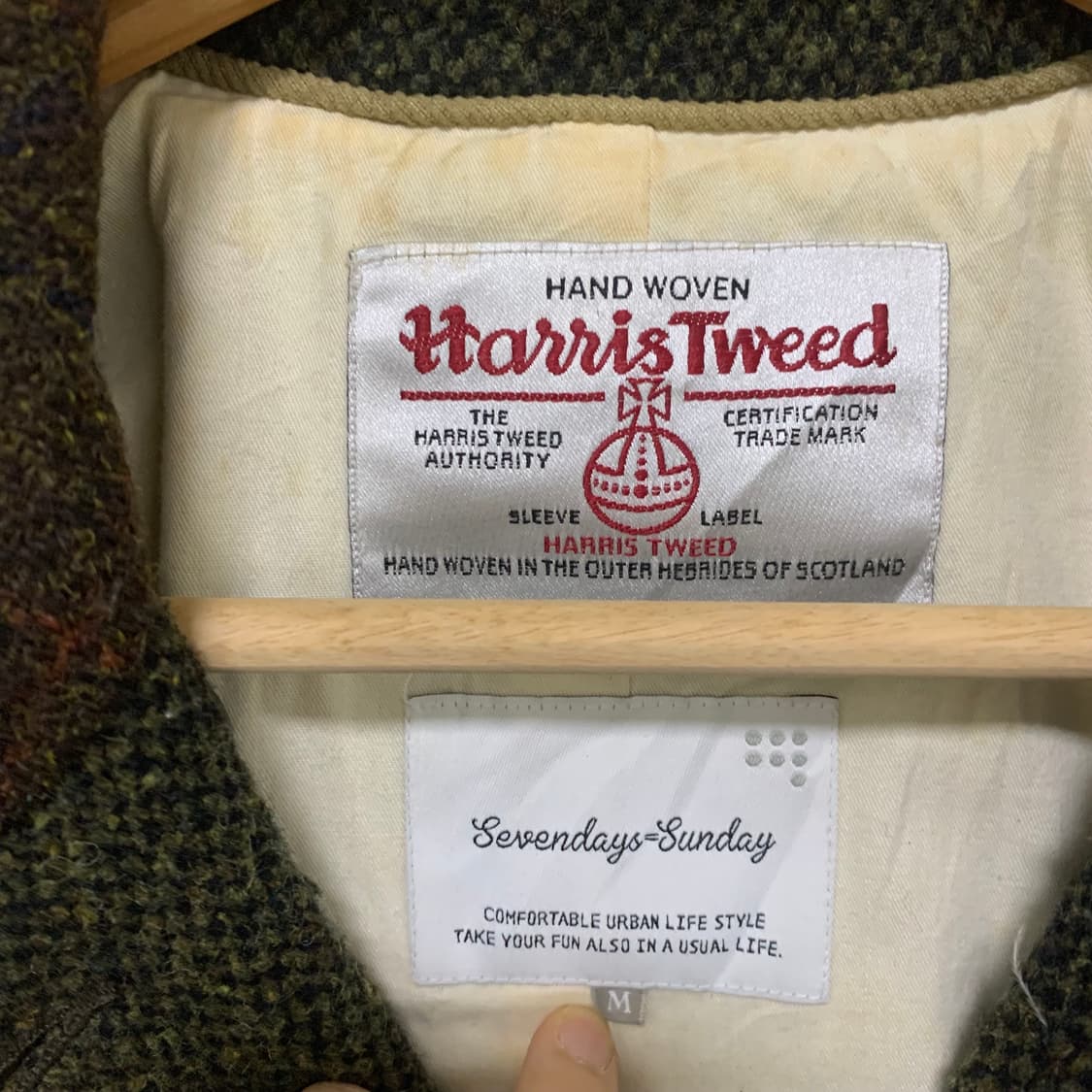 Harris Tweed 해리스 트위드 하프 코트 자켓 빈티지 남녀공용 M 상품이미지7