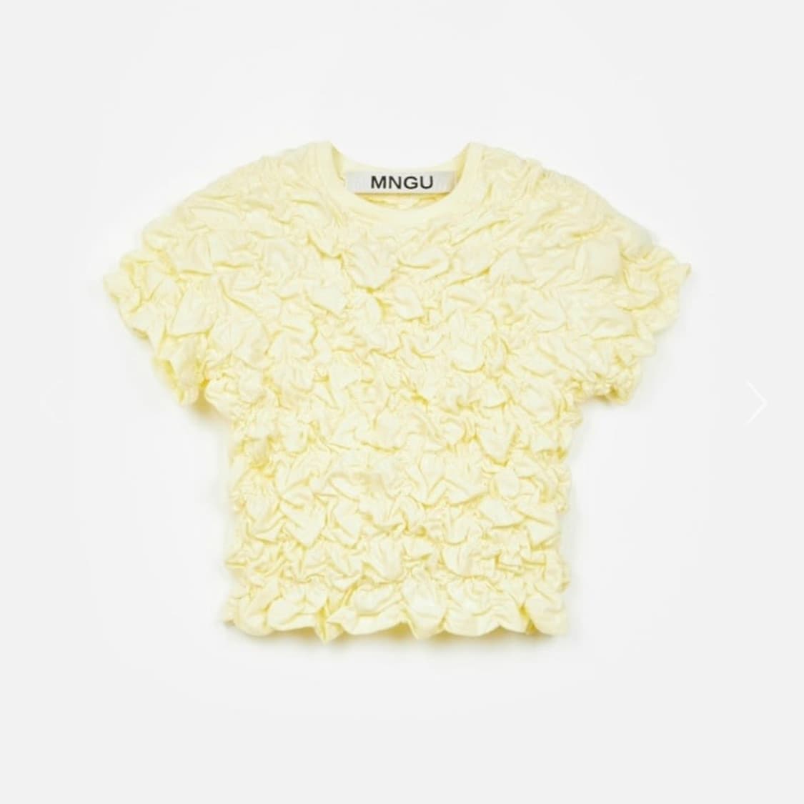 MNGU 엠엔지유 크롭티드 크링클 티셔츠 IN 레몬-크림 상품이미지1