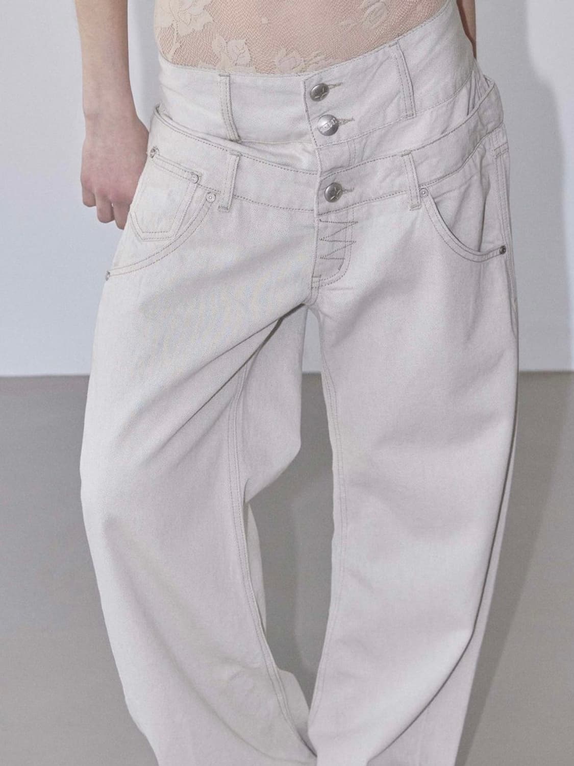 Beaded Layered Denim Pants Nonfade Raw 상품이미지7