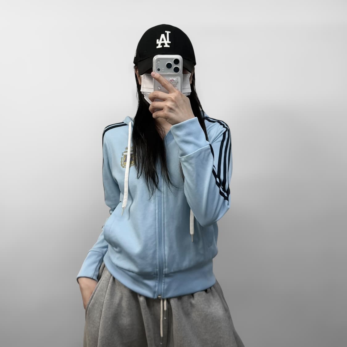 아디다스 아르헨티나 후드집업 져지 스카이블루 상품이미지1