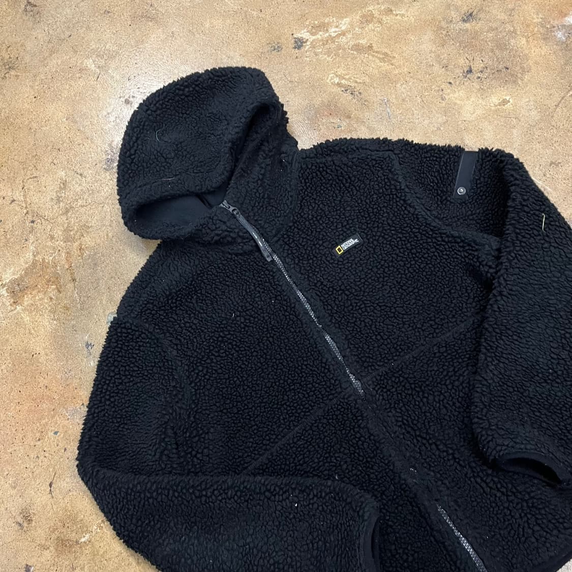 [정품/M] 내셔널지오그래픽 후드 뽀글이 플리스 블랙 b8 상품이미지1