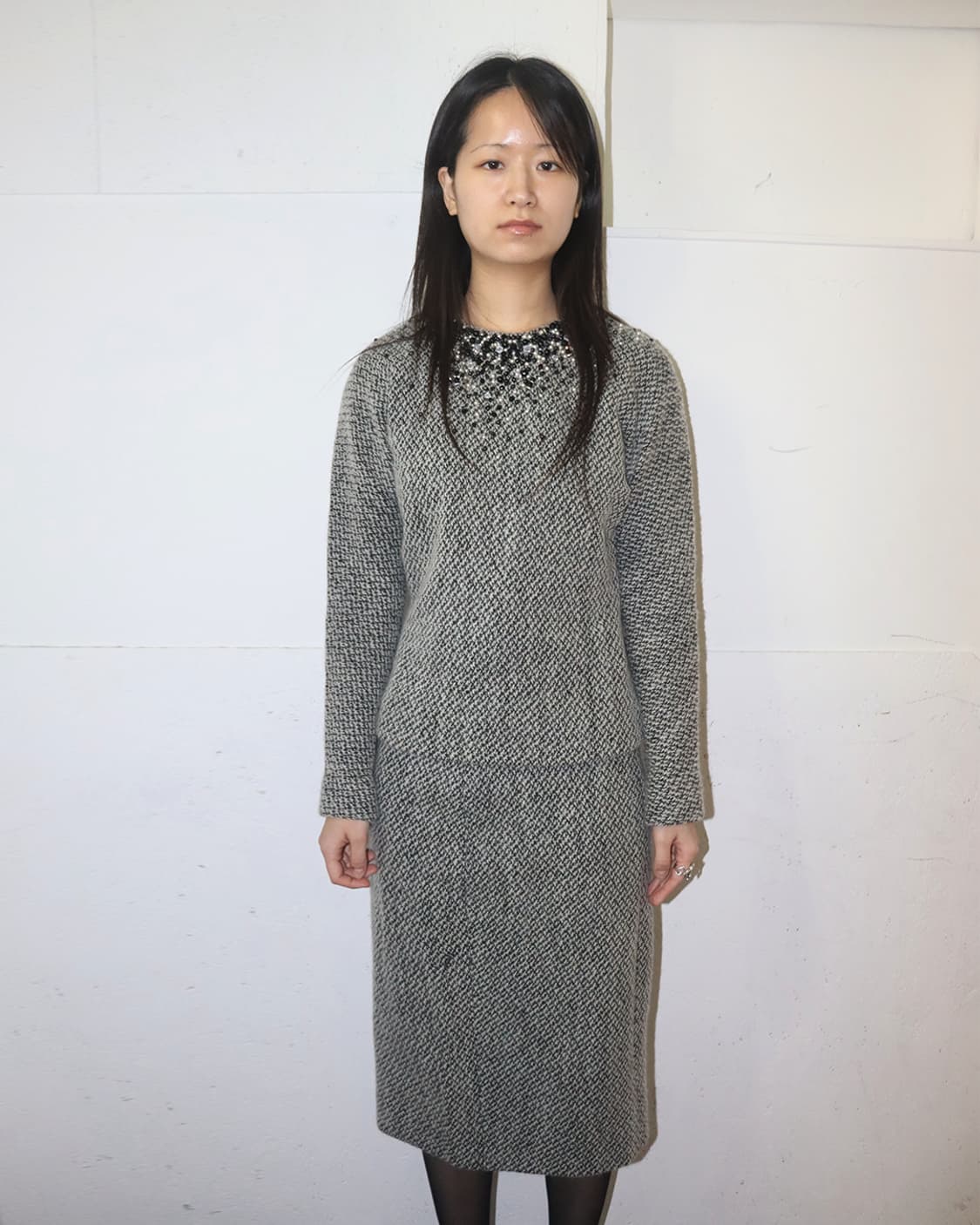 크리스찬 디올 by 지안프랑코 페레 90s 비즈 니트 탑 & 스커트 셋업 상품이미지1