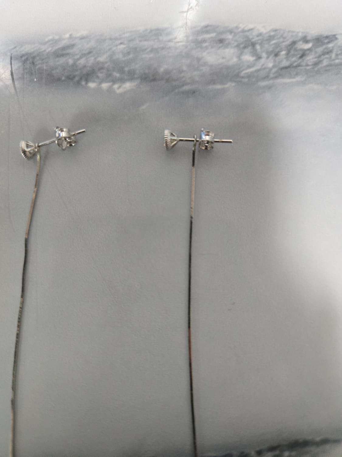 금값처분) 14k 화이트골드 롱 스네이크 체인 귀걸이  상품이미지7