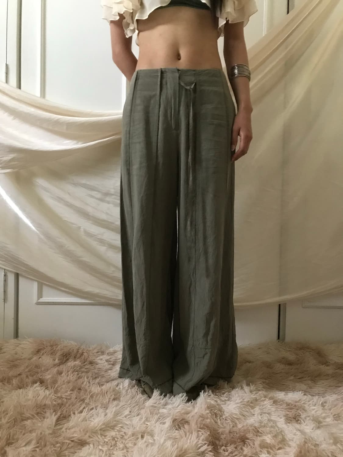 Khaki flutter pants 상품이미지4