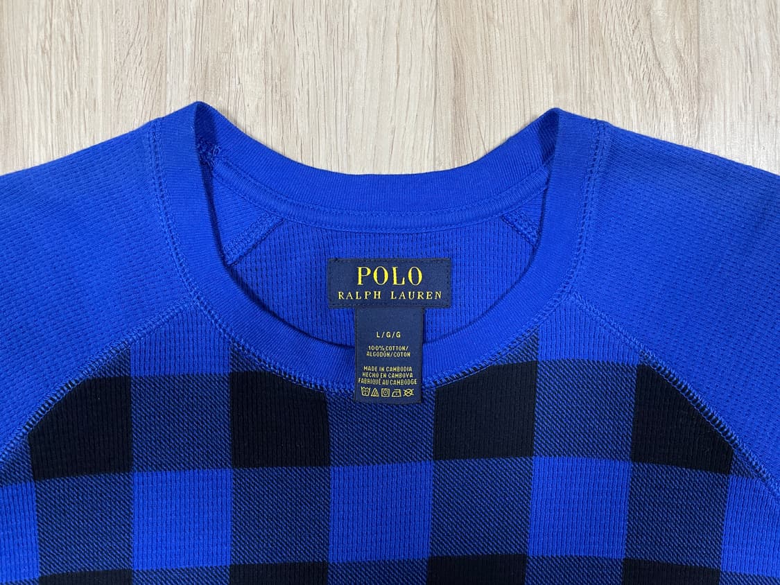 100) 폴로 랄프로렌 블루체크 와플 긴팔티(새제품) 상품이미지3