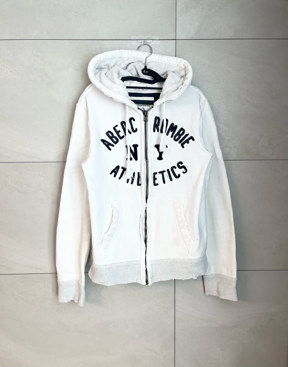 아베크롬비 스펠로고 화이트 대장 후드집업 [L] 상품이미지1