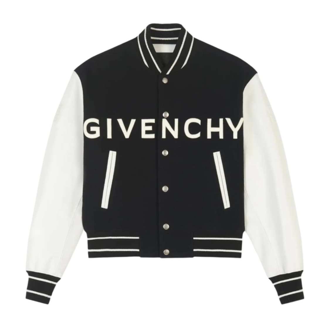 지방시 울 레더 바시티 자켓 블랙 화이트 50 상품이미지1