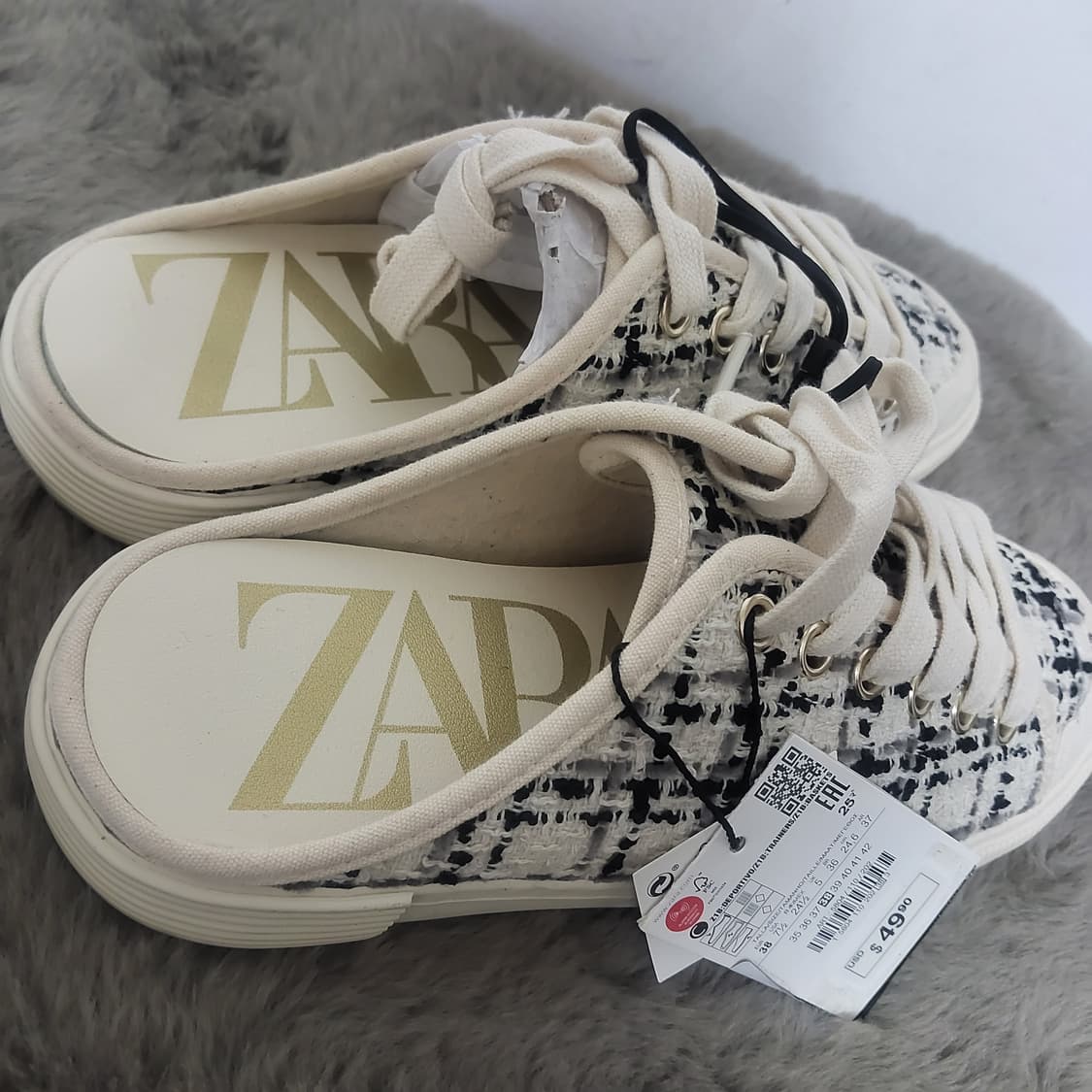 자라 트위드 슬립온 뮬 스니커즈 블로퍼 새상품 여자 38 250 상품이미지2