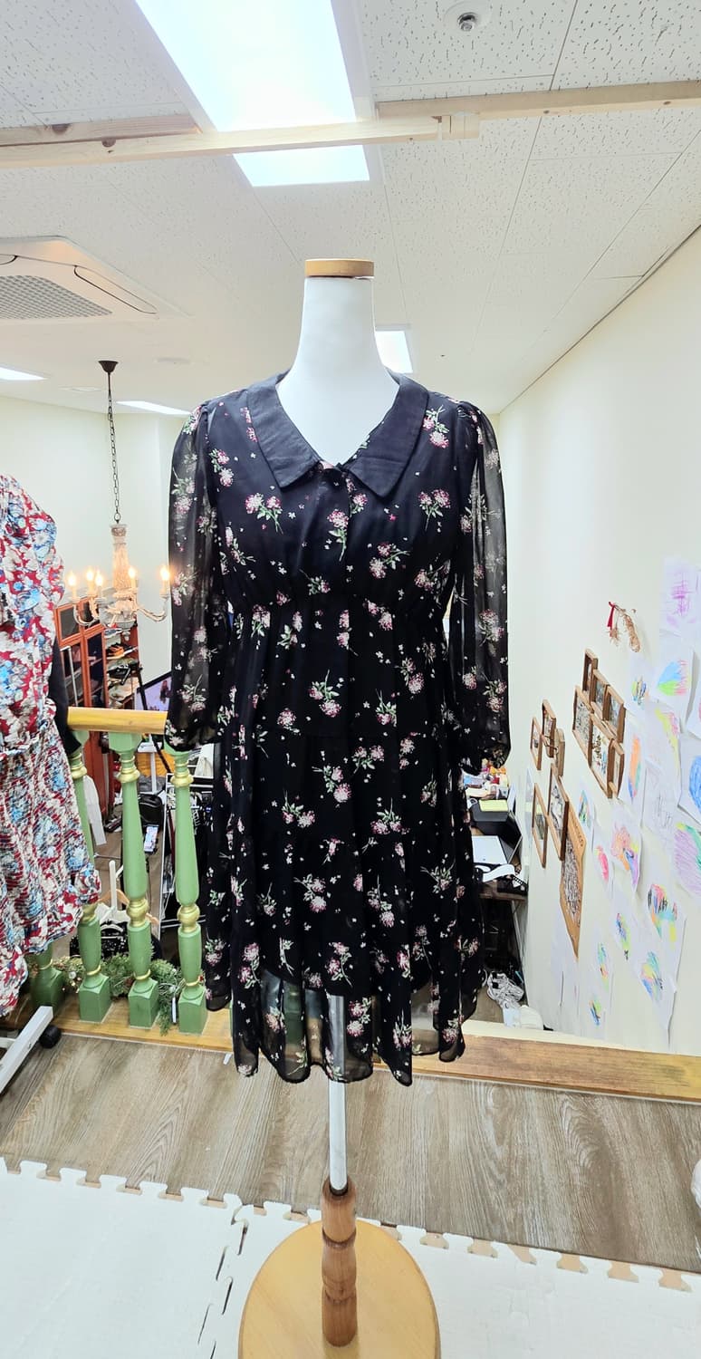 [S] 플라스틱아일랜드 플라워 쉬폰 원피스 상품이미지1