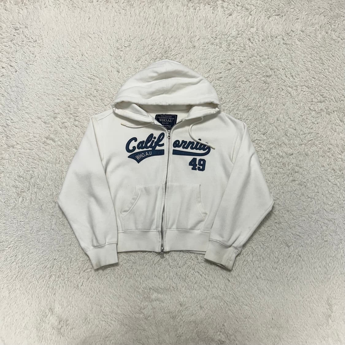 WHO A U White Zip-up Hoodie 상품이미지3