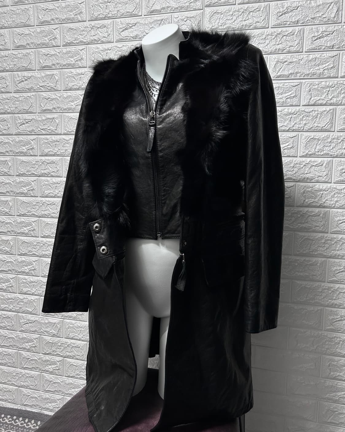 Robo 램스킨 하이브리드 여우 퍼 레더 코트 상품이미지2