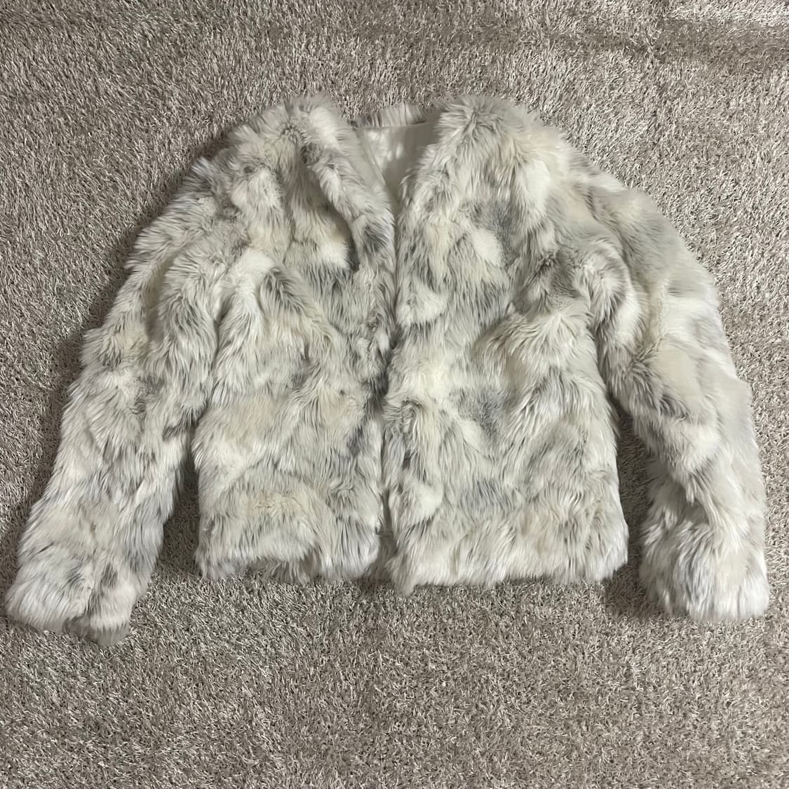 화이트 그레이 믹스 퍼 자켓 상품이미지2