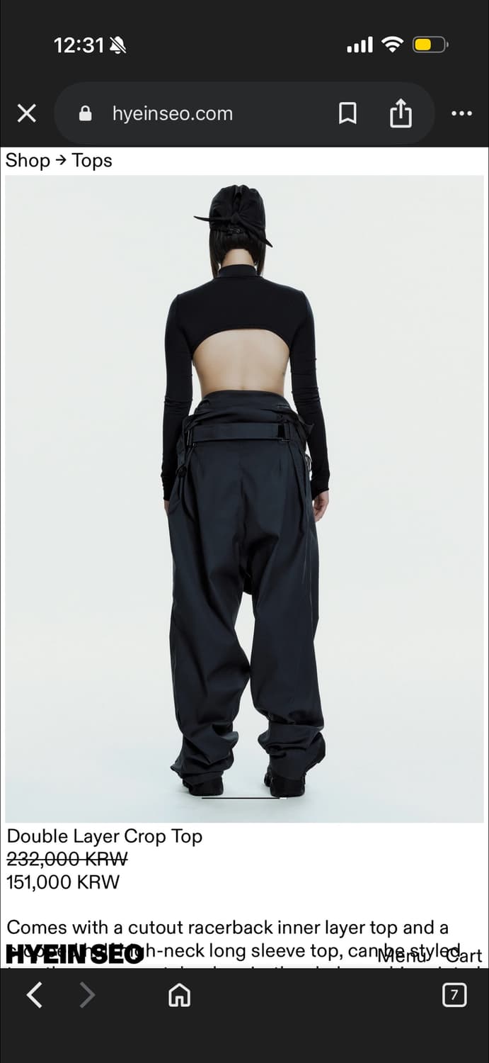 혜인서 double layer crop top 상품이미지2