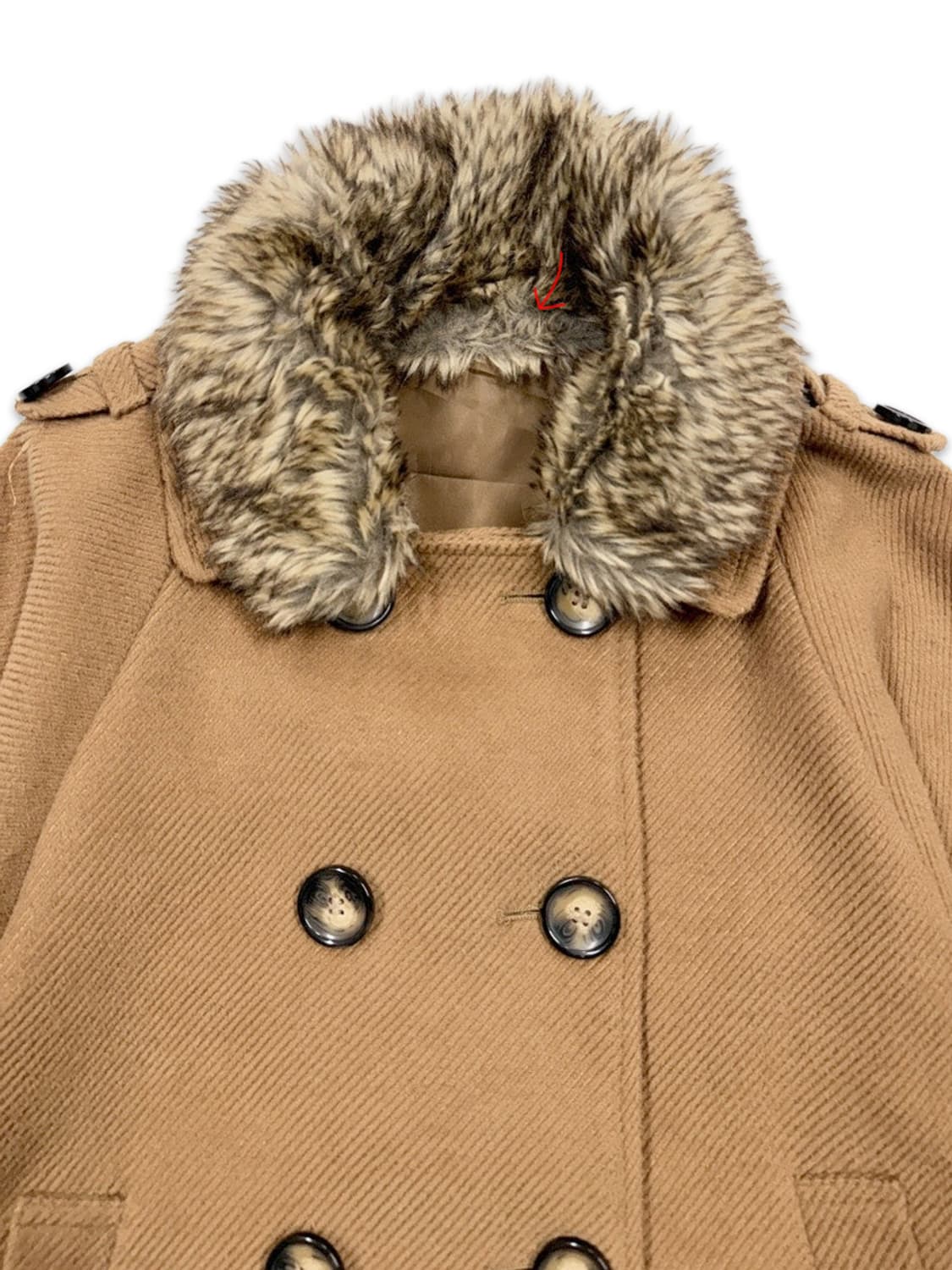 빈티지 olive des olive 라이트 브라운 케이프 퍼 더블 코트 상품이미지4