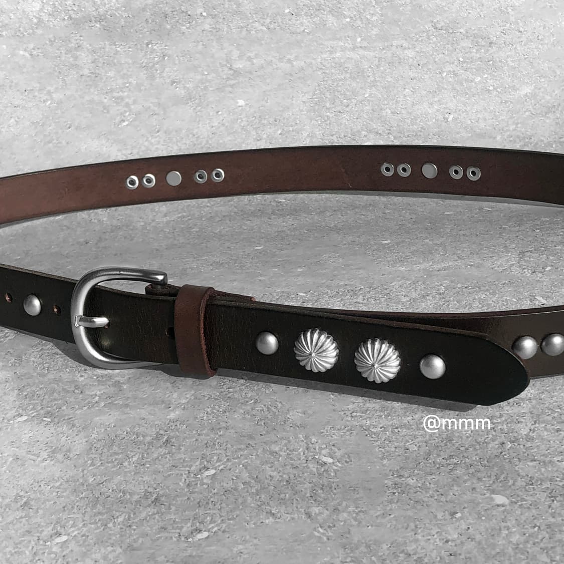 [Unisex] 찡 스터드 가죽 벨트 브라운 상품이미지2