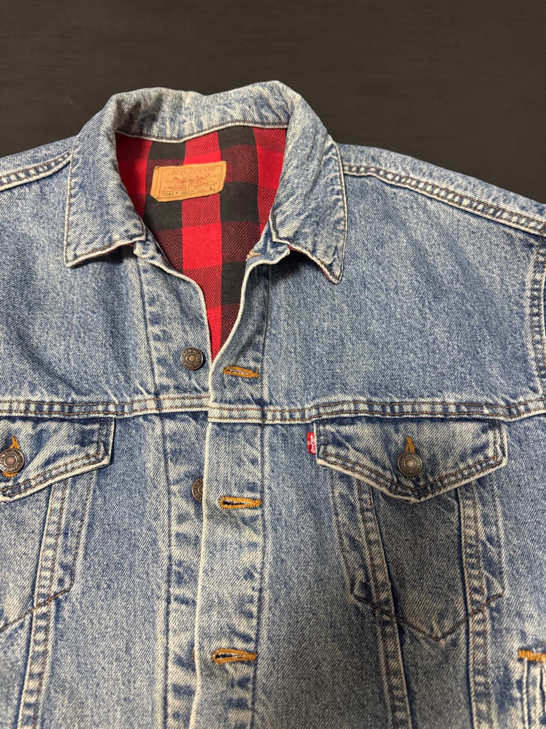 90s USA 미국 리바이스 빈티지 데님트러커 플란넬 자켓 L 상품이미지2
