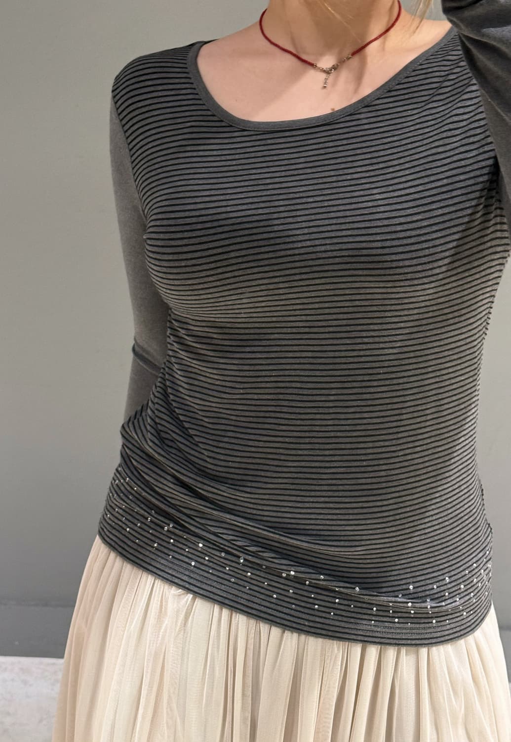 stripe pattern cubic point long sleeve 상품이미지2