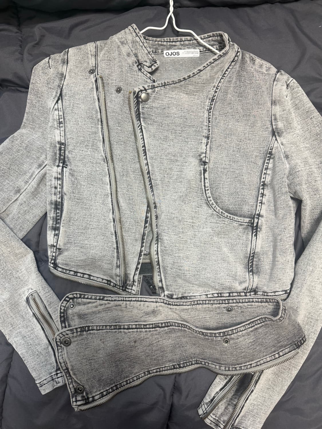 OJOS 오호스 스판 데님 라이더 자켓 그레이 2사이즈 상품이미지1