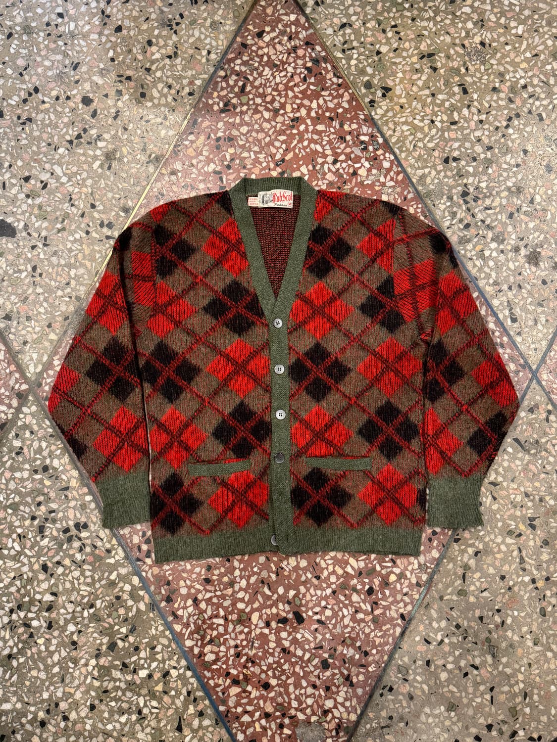 60s 아가일패턴 모헤어 가디건 (M) 상품이미지1