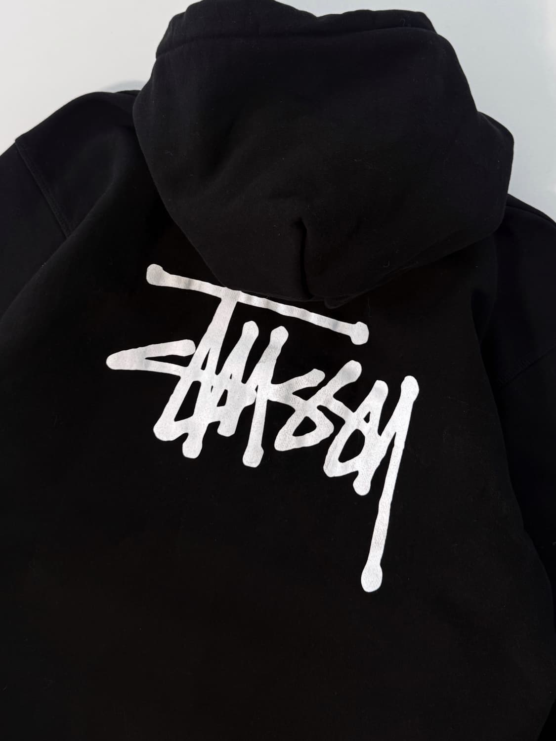 스투시 루즈핏 베이직 스탁로고 블랙 해비스웻 후드집업 상품이미지5