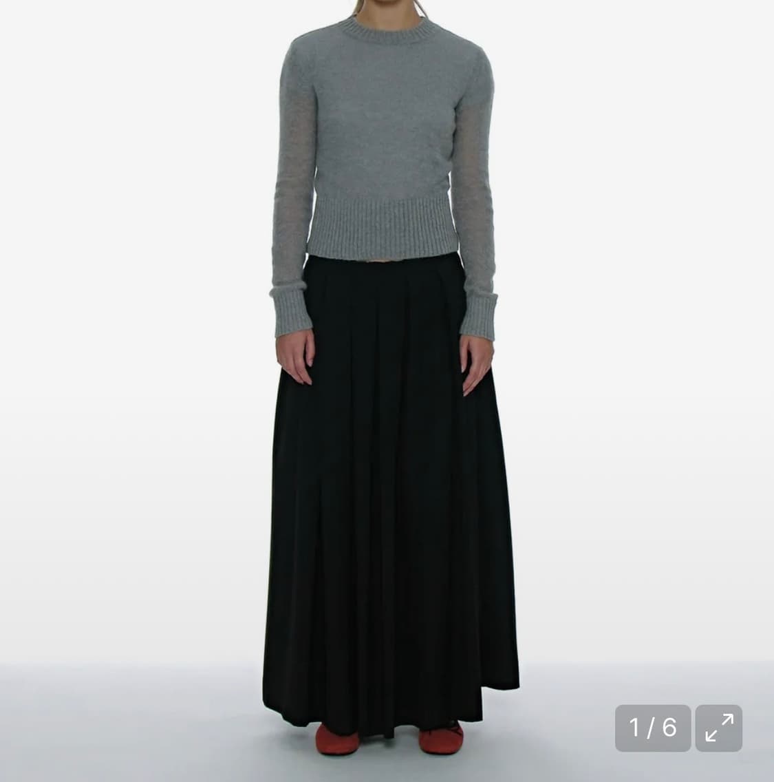 [S] 파르티멘토우먼 컷 오프 게더링 플리츠 맥시 스커트 - 블랙 상품이미지1