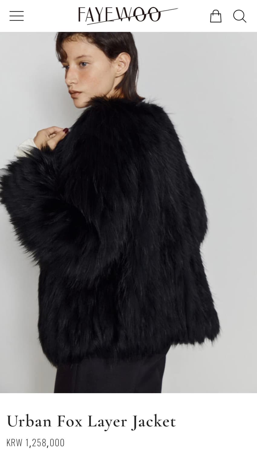 (1회착용) FAYEWOO 페이우 리얼 폭스퍼 자켓 (여우털 100%) 상품이미지10