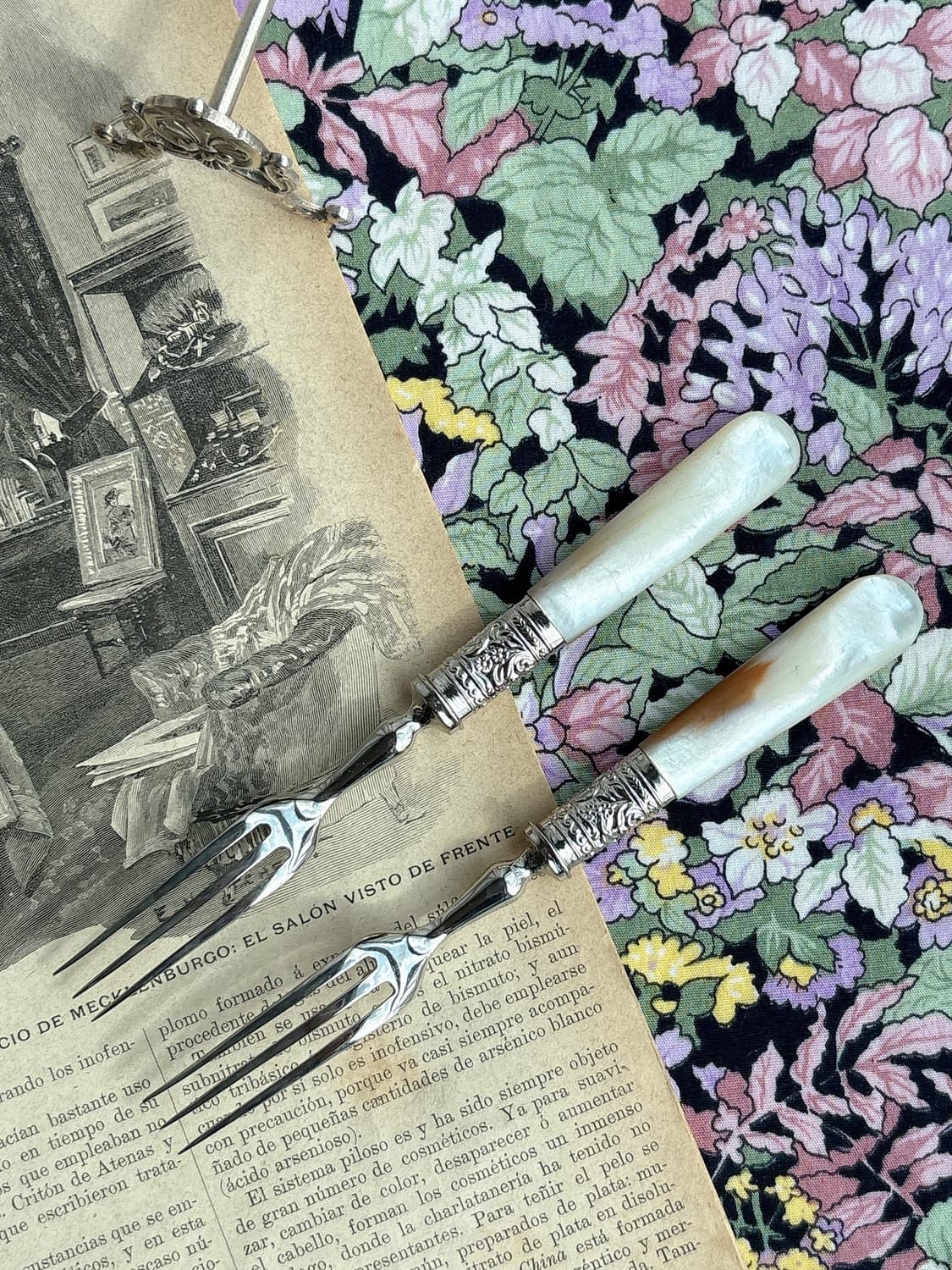 앤틱 실버플레이트 마더오브펄 자개포크 2개세트 상품이미지4