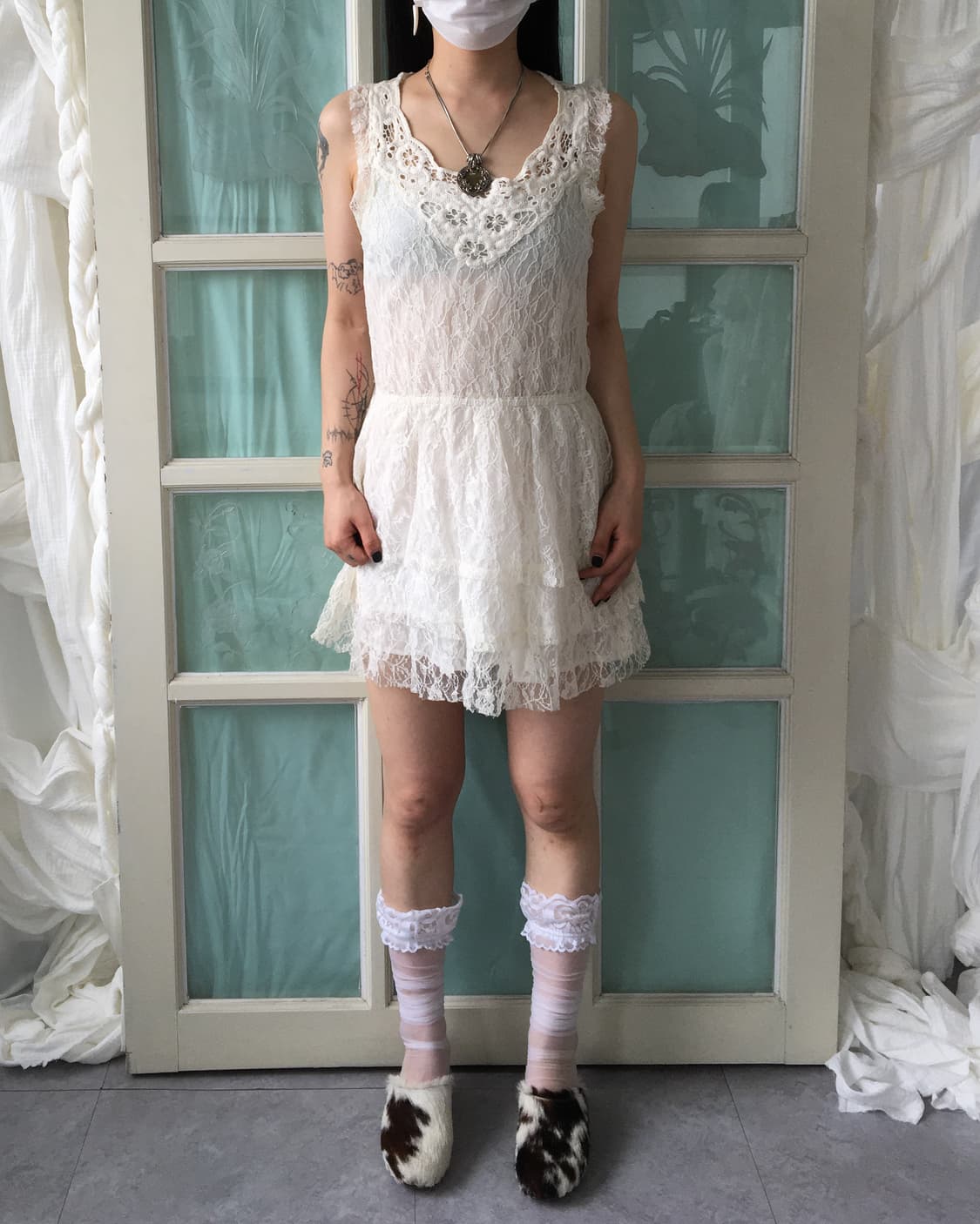 Crochet point lace sleeveless onepiece 상품이미지6