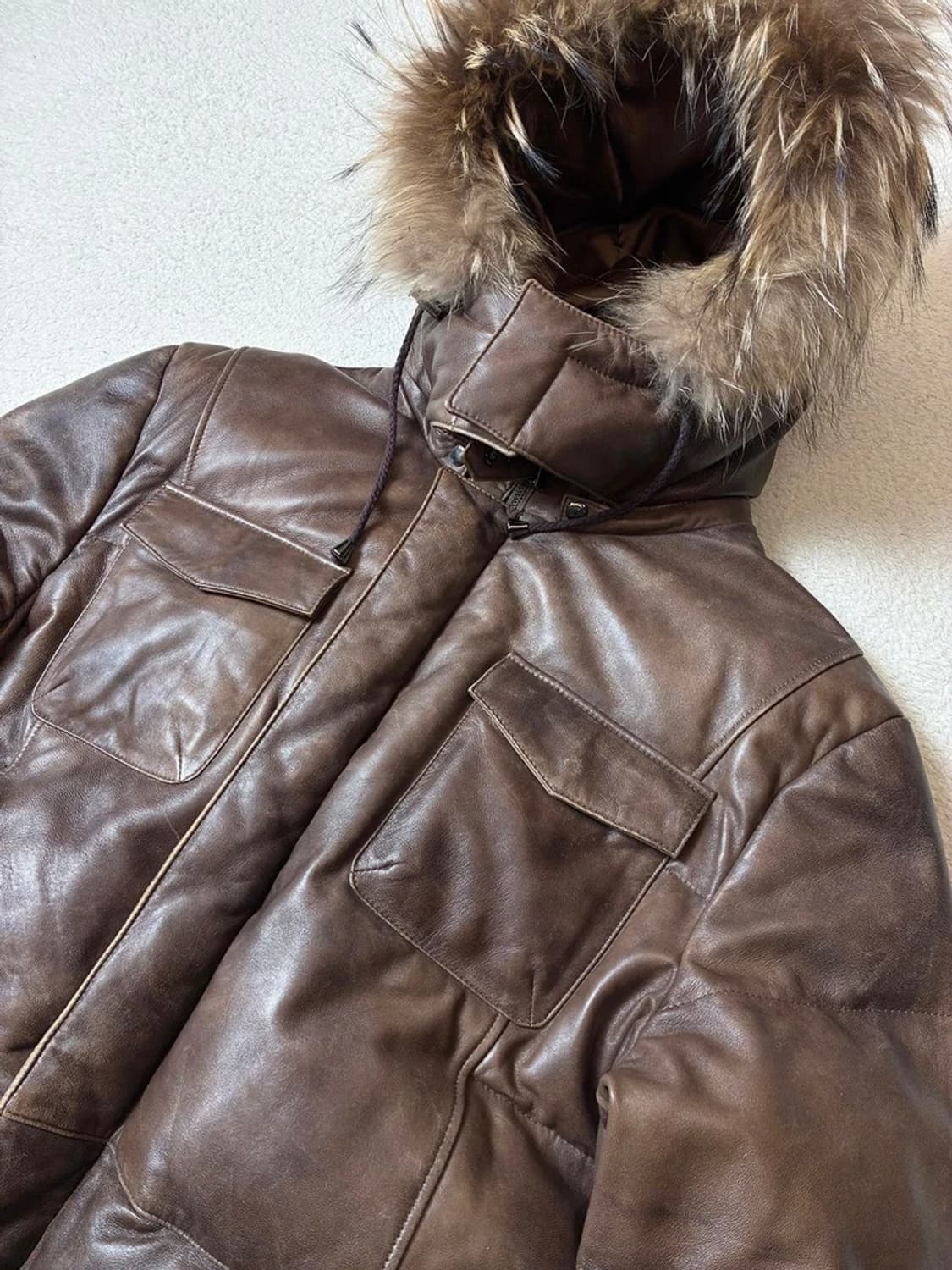 Selectede 00's 라쿤퍼 구스다운 양가죽 미디 패딩 PN7715 상품이미지2