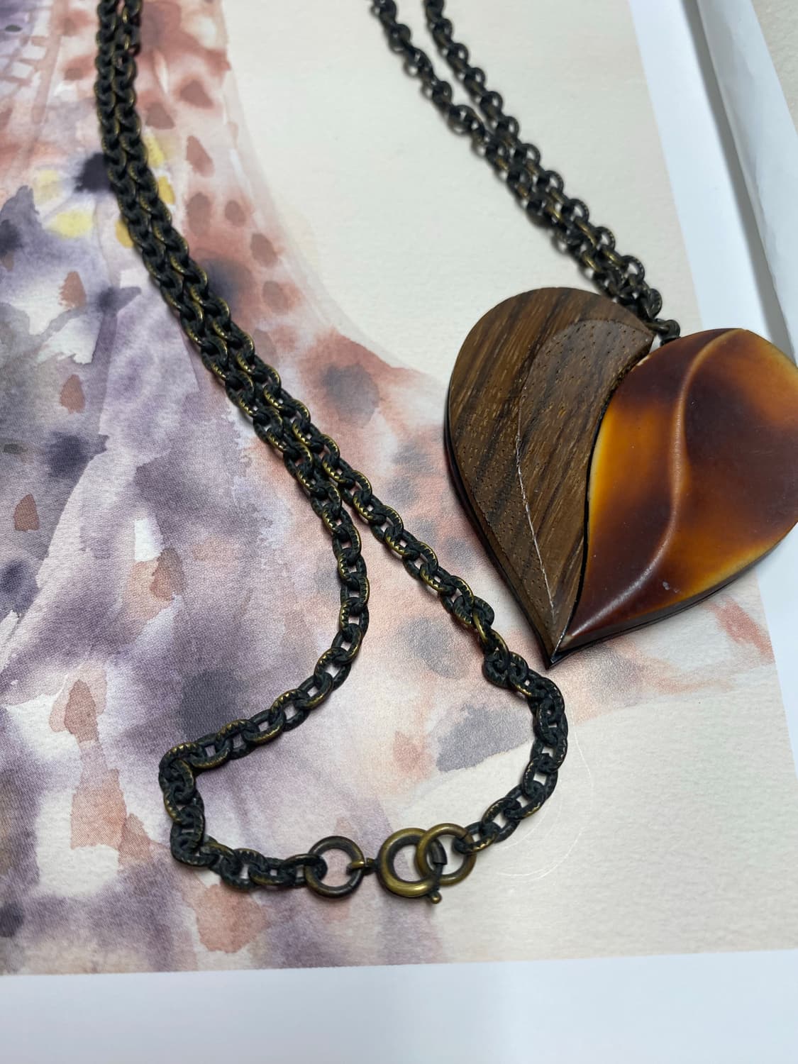 빈티지 우드 하트 롱 체인 목걸이 상품이미지6