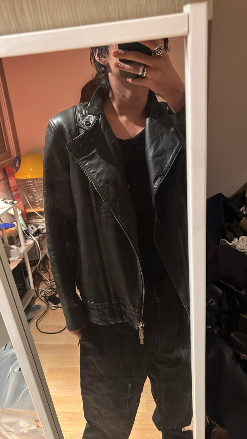 Diagonal Leather Jacket 상품이미지7