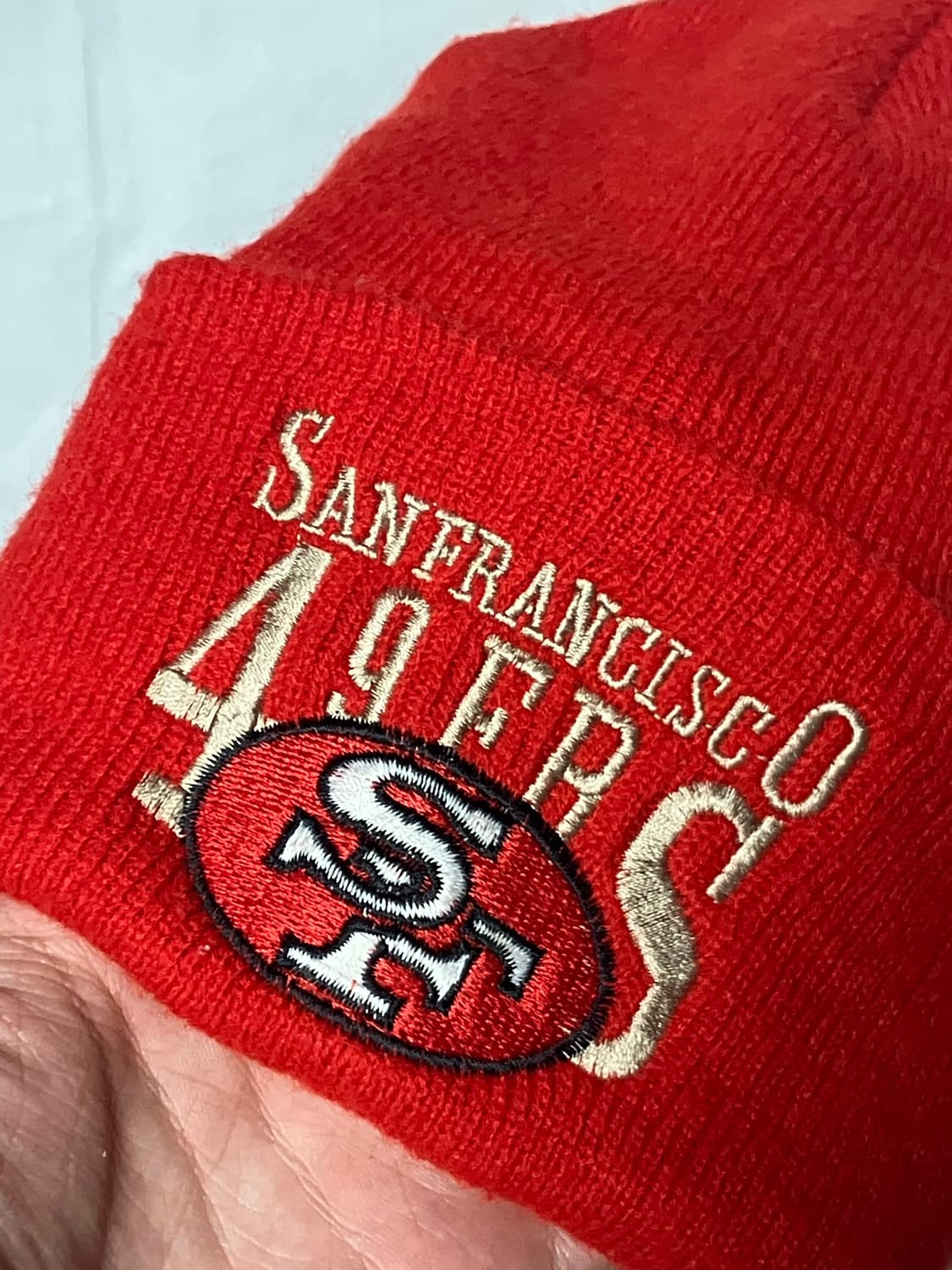 빈티지 샌프란시스코 49ers 자수로고 커프 비니 레드 상품이미지2