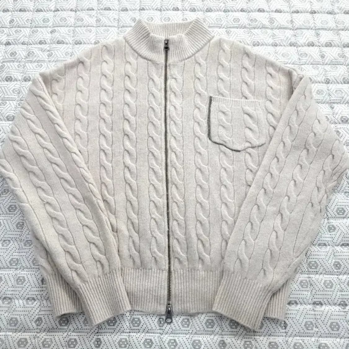 Brunello Cucinelli 캐시미어 꽈배기 집업 니트 95 상품이미지1